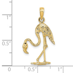14K 3-D Textured Flamingo Charm