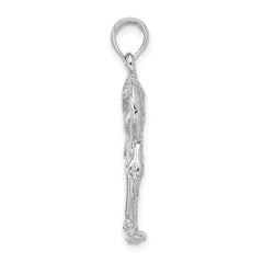 14K White Gold 3-D Textured Flamingo Charm