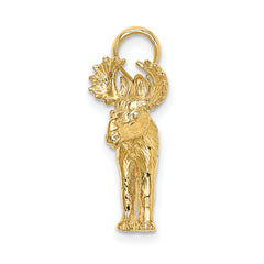 14K 3-D Textured Moose Charm