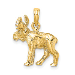 14K 3-D Textured Moose Charm
