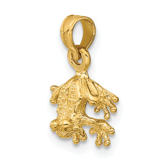 14K 3-D Textured Mini Frog Facing Down Charm