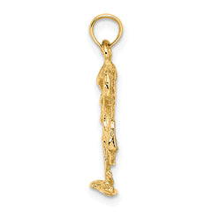 14K 3-D Textured Flamingo Charm