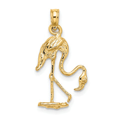 14K 3-D Textured Flamingo Charm