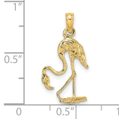 14K 3-D Textured Flamingo Charm