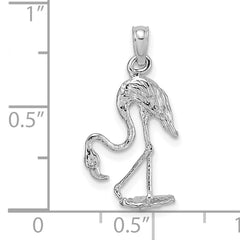 14K White Gold 3-D Textured Flamingo Charm