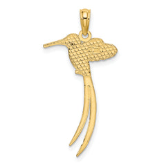 14K Polished Bird w/ Long Tail Charm