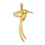 Bird with Long Tail Charm in 14K Yellow Gold, 31mm - Sophia Jewelers