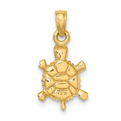 14K 3-D Polished Land Turtle Charm