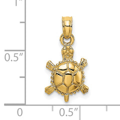 14K 3-D Polished Land Turtle Charm