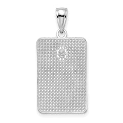 14K White Gold Rectangular Engraved Charm