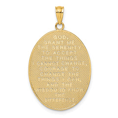 14K w/ Rhodium Enamel Rose Serenity Prayer Oval Disc Charm