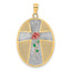 14K w/ Rhodium Enamel Rose Serenity Prayer Oval Disc Charm