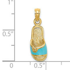 14k  3D W/ Aqua Enamel Summer Slipper Charm