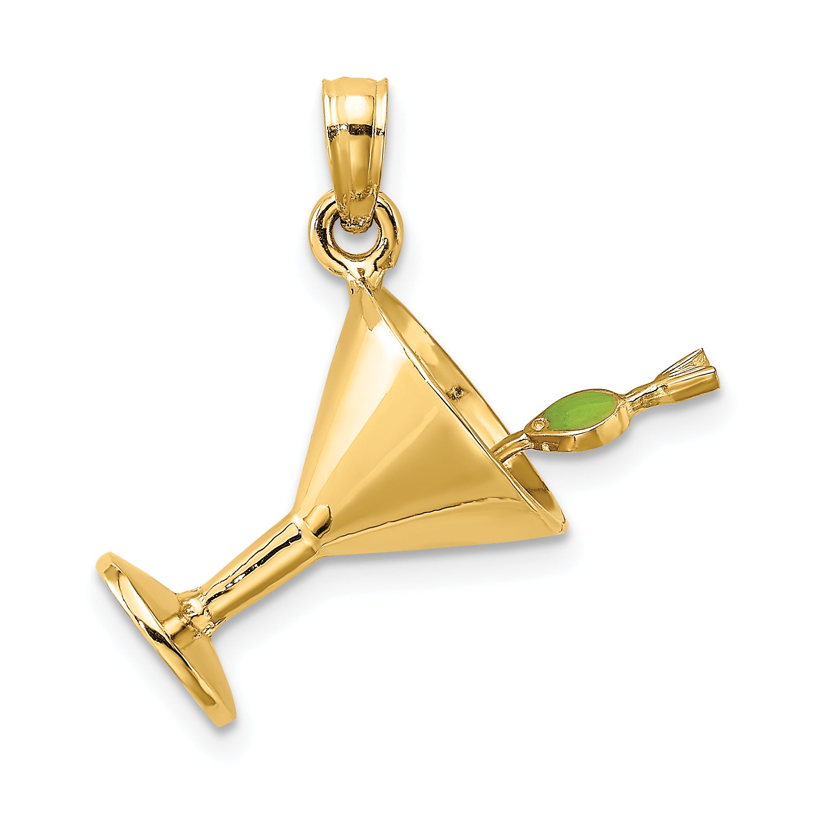 14K 3-D Martini w/Olive Charm