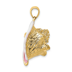 14K 3-D Enamel Large Conch Shell Charm