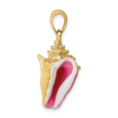 14K 3-D Enamel Conch Shell Charm