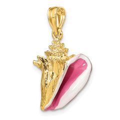 14K 3-D Enamel Conch Shell Charm