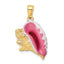 Pink & White Enamel Conch Shell Charm in 14K Yellow Gold, 28mm - Sophia Jewelers