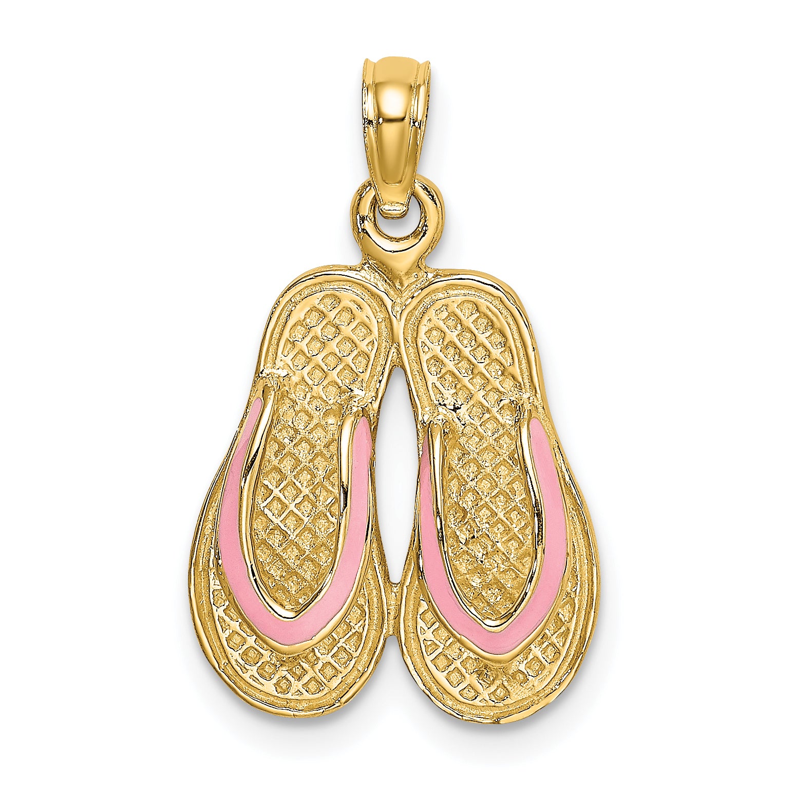 14k 3D W/ Pink Enamel Double Flip-Flop Charm