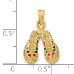 14k  3D W/ Multi-Color Enamel Double Flip-Flop Charm