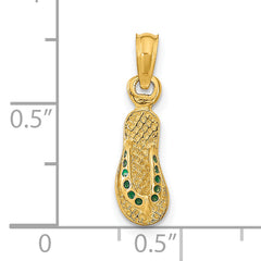 14k  3D W/ Green Enamel Single Flip-Flop Pendant