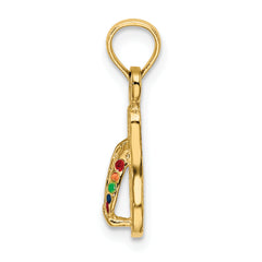 14k  3D W/ Multi-Color Enamel Single Flip-Flop Charm