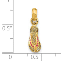 14k  3D W/ Pink Enamel Single Flip-Flop Charm