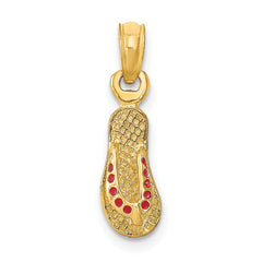 14k 3D W/ Red Enamel Single Flip-Flop Charm