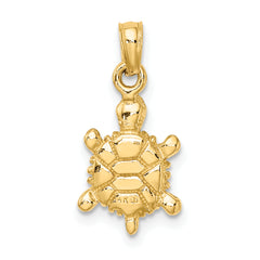 14K Green Enamel 3-D Land Turtle Charm