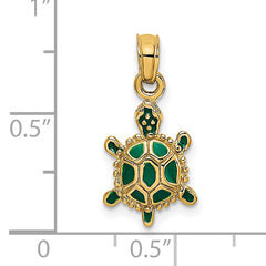 14K Green Enamel 3-D Land Turtle Charm