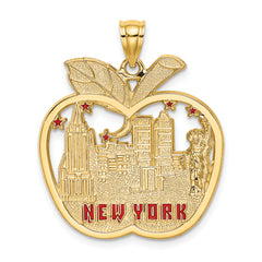14K Red Enamel NEW YORK Apple w/NY Skyline Charm