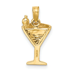 14K Pink Enameled Cosmo Martini w/Olive Charm