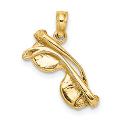 14K 3D Yellow Enameled Sunglasses Moveable Charm