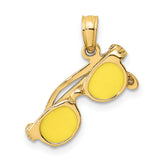 14K 3D Yellow Enameled Sunglasses Moveable Charm