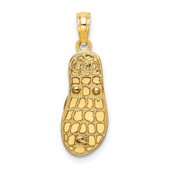 14K 3D Enamel Shell On Blue Polka-Dot Flip-Flop Charm