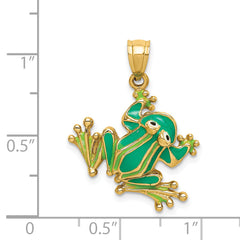 14K Green Enameled 2-D Frog Charm
