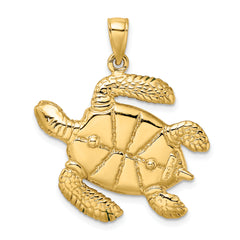 14K 3-D Green Enamel Large Sea Turtle Charm