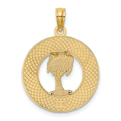 14K FLORIDA Enamel Palm Tree Circle Charm