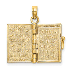 14K Enameled 3D Moveable LOVE Flower Book Pendant