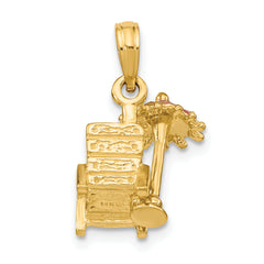 14K 3-D Pink Enamel Beach Chair and Umbrella Charm