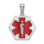 Red Enamel Caduceus Medical Disc Charm in 14K White Gold, 26mm - Sophia Jewelers