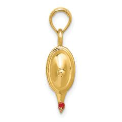 14K W/ Red Enamel Polished 3-D Genie Lamp Charm