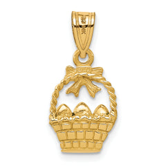 14K Enameled Easter Basket w/ Bow and Eggs Charm