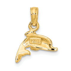 14K Blue Enamel Dolphin Charm