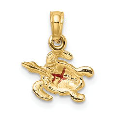 14K Textured and Enameled Sea Turtle Charm