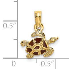 14K Textured and Enameled Sea Turtle Charm