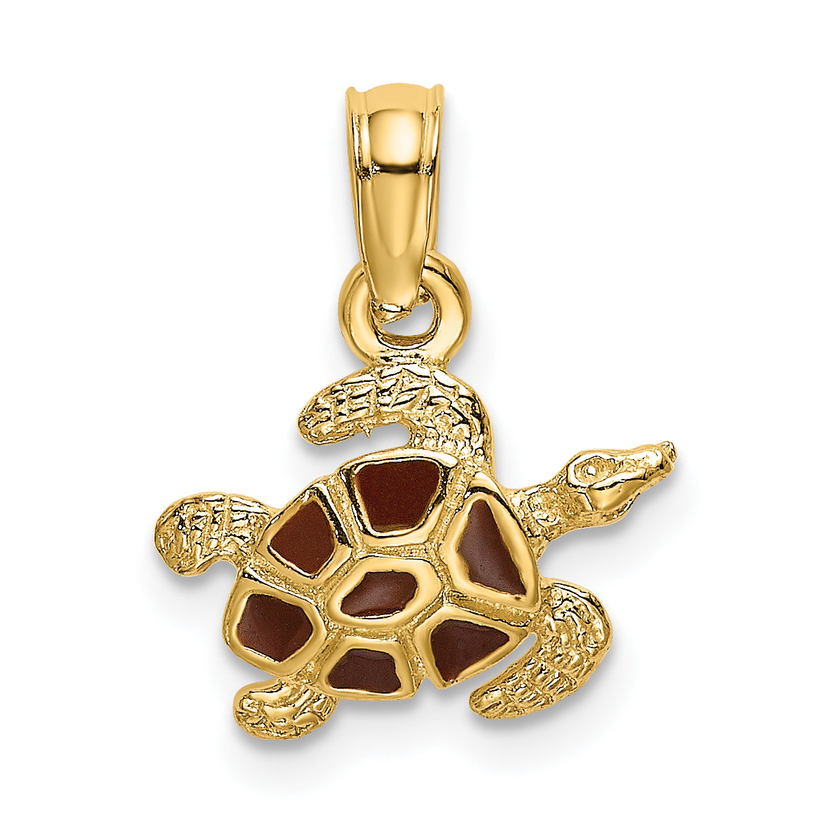 14K Textured and Enameled Sea Turtle Charm