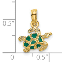 14K Textured and Enameled Sea Turtle Charm