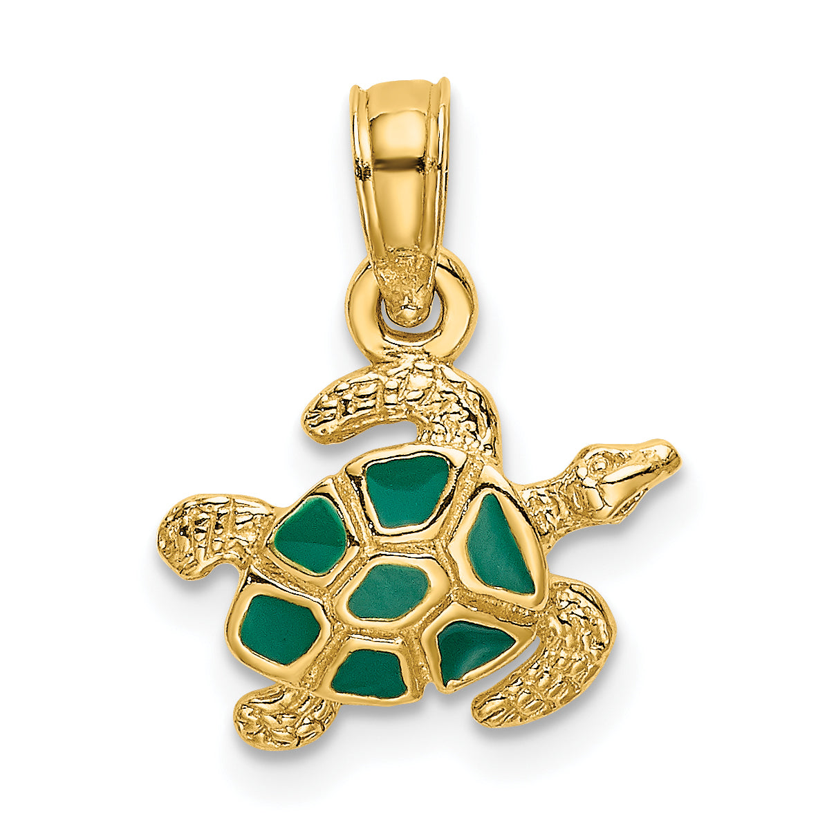 14K Textured and Enameled Sea Turtle Charm