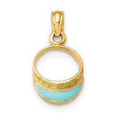 14K Aqua Enameled Beach Sun Visor Charm